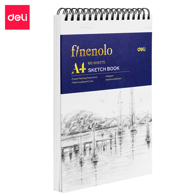 Deli C276 Cuaderno para dibujo espiral superior 60 hojas 160 gr  A4 pza