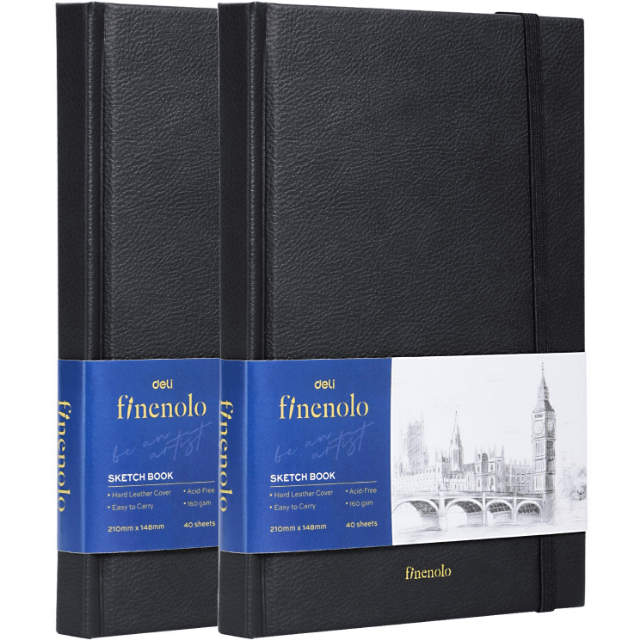 Deli C284 Cuaderno para dibujo negro A5 (14.8cmX21cm ) 40 hojas 160 gr pza