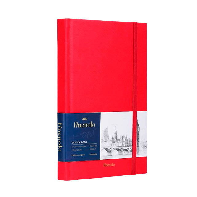 Deli C286 Cuaderno para dibujo rojo A5 (14.8cmX21cm ) 40 hojas 160 gr pza