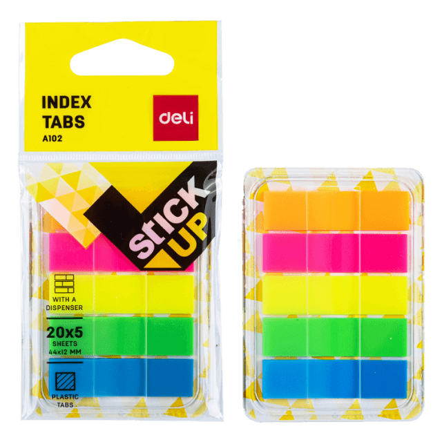 Deli A10202 Pestañas adhesivas pasteles forma flechas 5x20  hojas caja c/24 pzas