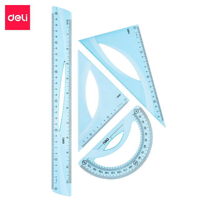 Deli EH13 Juego de geometría grande azul 4 pzas caja c/20 blisters