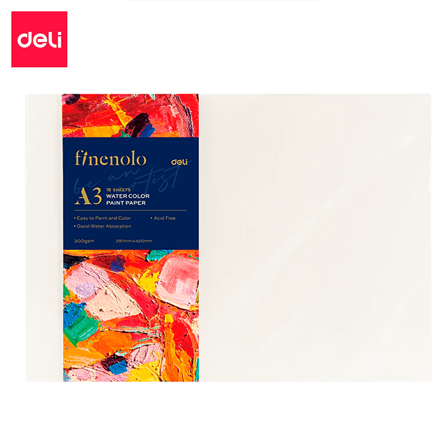Deli C270-A3 Papel A3 para acuarela 300 gr blister c/16 hojas