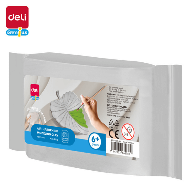 Deli Y009-GR Arcilla moldeadora gris 250g caja c/24 pzas