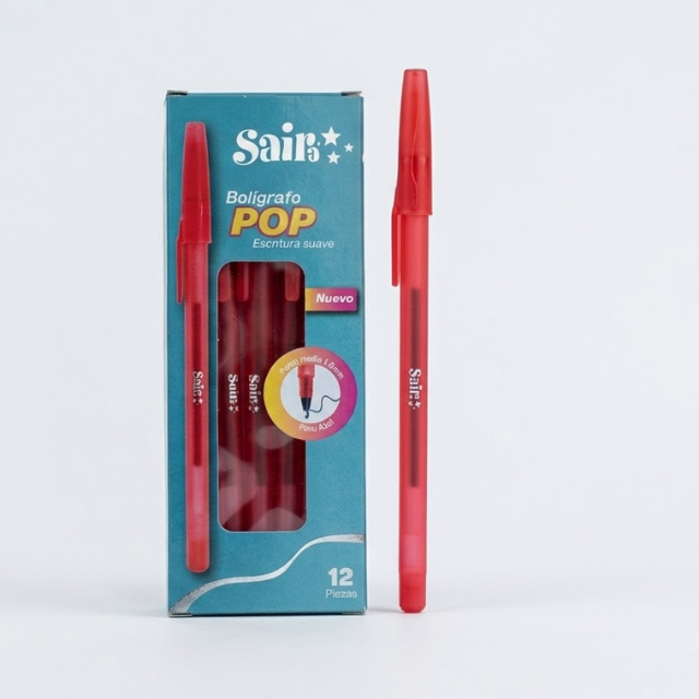 PLUMA POP TINTA ROJA SEMI GEL PUNTO 1.0 C/12 PZAS.