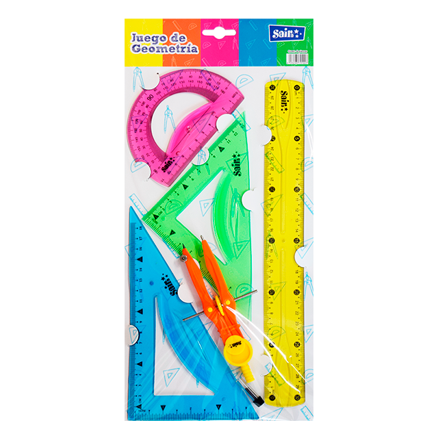 JUEGO DE GEOMETRIA FLEXIBLE GRANDE COMPAS PLASTICO PZA