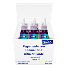 SILICON CON DIAMANTINA #09 MORADO 60ML CAJA C/6 PZAS