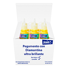 SILICON CON DIAMANTINA #13 AMARILLO 60ML CAJA C/6 PZAS
