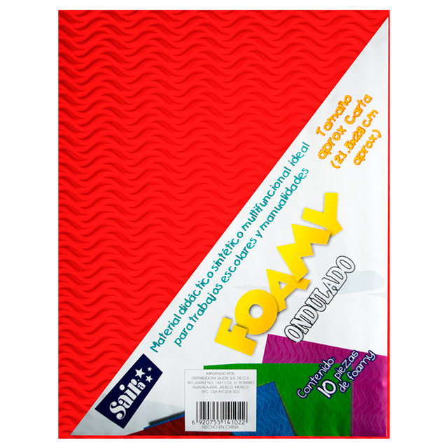 FOAMY ONDULADO 01 ROJO T/CARTA PAQ C/10