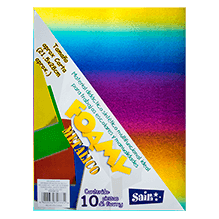 FOAMY  METALICO ARCOIRIS T/CARTA PAQ C/10