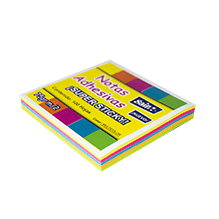 NOTAS ADHESIVAS MULTICOLORES FLUORESCENTES 100 HOJAS 3x3 CAJA C/12 PZAS
