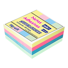 NOTAS ADHESIVAS MULTICOLORES PASTELES 400 HOJAS 3x3 CAJA C/6 PZAS