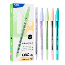 Deli Q8C-BK Bolígrafo negro 0.5mm caja c/12 pzas