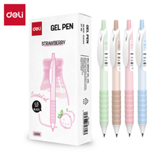 Deli G611X Bolígrafo retráctil de gel con escencia fresa tinta negra 0.5mm caja c/12 pzas