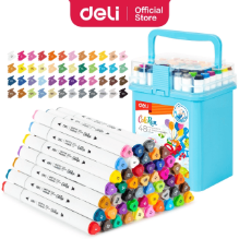 Deli EC187-48 Marcador Sketch lavable doble punta cincel/bala estuche c/48 pzas