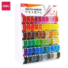 Deli MK2 Marcador Sketch doble punta cincel/bala caja exhibidora c/360 pzas (60 colores)