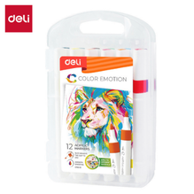 Deli C193-12  Marcador acrílico estuche tipo maletín c/12 pzas