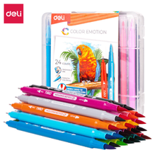 Deli C151-24 Plumones lavables doble punta estuche tipo maletín c/24 pzas