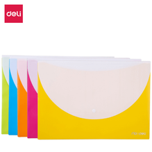 Deli 38977 Sobre de plástico colores surtidos con broche A4 solapa blanca caja c/10 pzas