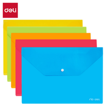 Deli F10202 Sobre de plástico colores surtidos con broche oficio FC caja c/10 pzas