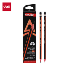 Deli 37013 Lápiz de grafito negro con rayas naranja 2B inner c/12 cajas de 12 pzas