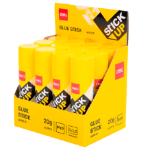 Deli A20210-LA Lápiz adhesivo envase amarillo 20g caja exhibidora c/12 pzas