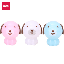 Deli 0550 Sacapuntas figura perro sencillo con depósito azul/blanco/rosa caja c/12 pzas