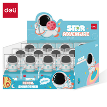 Deli H571 Sacapuntas figura astronauta sencillo caja exhibidora c/12 pzas