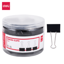 Deli 8561A Sujetadocumentos negro 51mm bote c/12 pzas