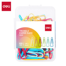Deli Z032 Clip triangular colores surtidos con 100 pzas inner c/10 cajas