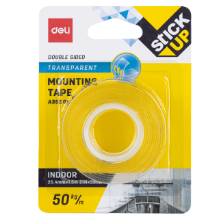 Deli A35201 Cinta de montaje doble cara transparente 1mmx25.4mmx1.5m caja c/24 pzas