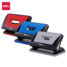 Deli 0103 Perforadora 2 agujeros azul/roja/gris caja c/12 pzas