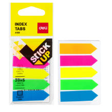 Deli A10602 Pestañas adhesivas fluorescentes forma flechas 5x20 hojas caja c/24 pzas