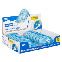 Deli EH08-BX Cinta correctora azul 5mmx6m caja c/12 pzas