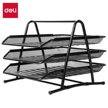 Deli 9181-LA Charola para documentos metalica negra 3 niveles 350×278×275mm pza