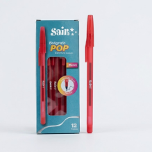 PLUMA POP TINTA ROJA SEMI GEL PUNTO 1.0 C/12 PZAS.